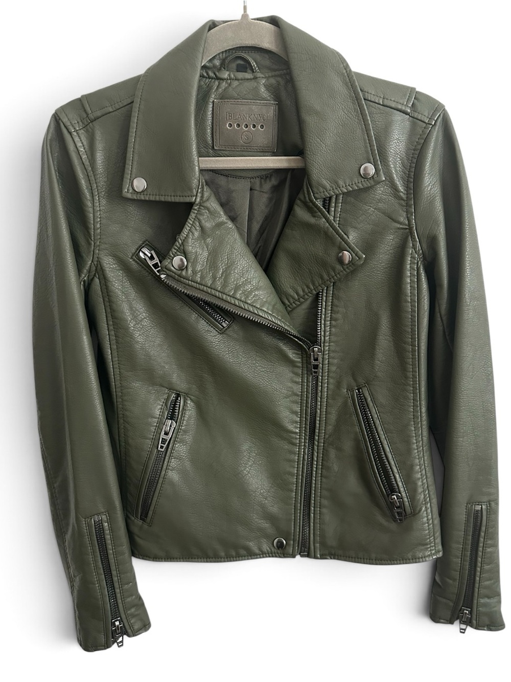 Blank NYC Olive Green FAUX  Leather Moto Jacket
